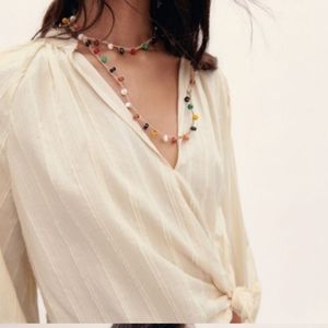 Zara Blouse Emboidered Balloon Sleeve 100% Cotton Shirt Sz XS